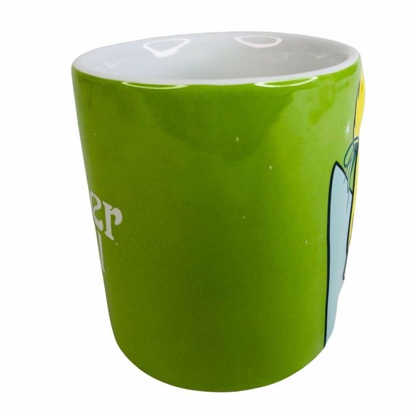 Disney Tinker Bell 3D Coffee Mug Lime Green Fairy Spell Out Ceramic Raised Cup - Picture 2 of 7